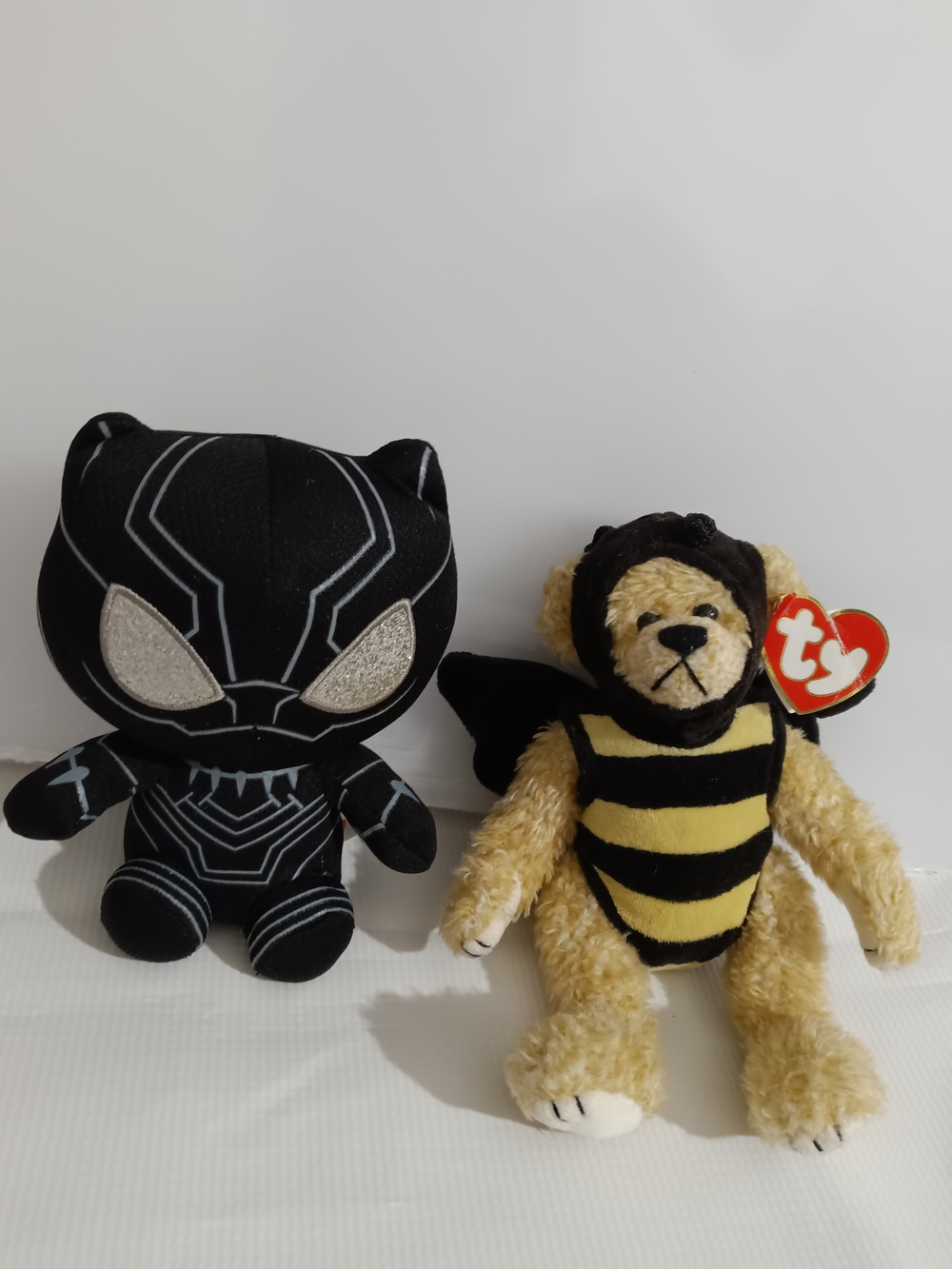 Ty Attic Beezee  Bear Plush w/Cute Costume & Ty Marvel's Black Panther Plush Set